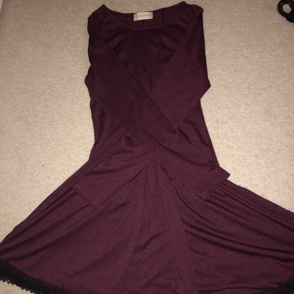 Knee length casual dress (maroon) - Picture 1 of 3